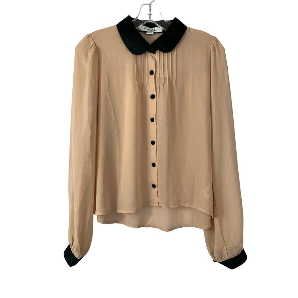 Forever 21 Women's Shear Tan Buttoned Down Blouse